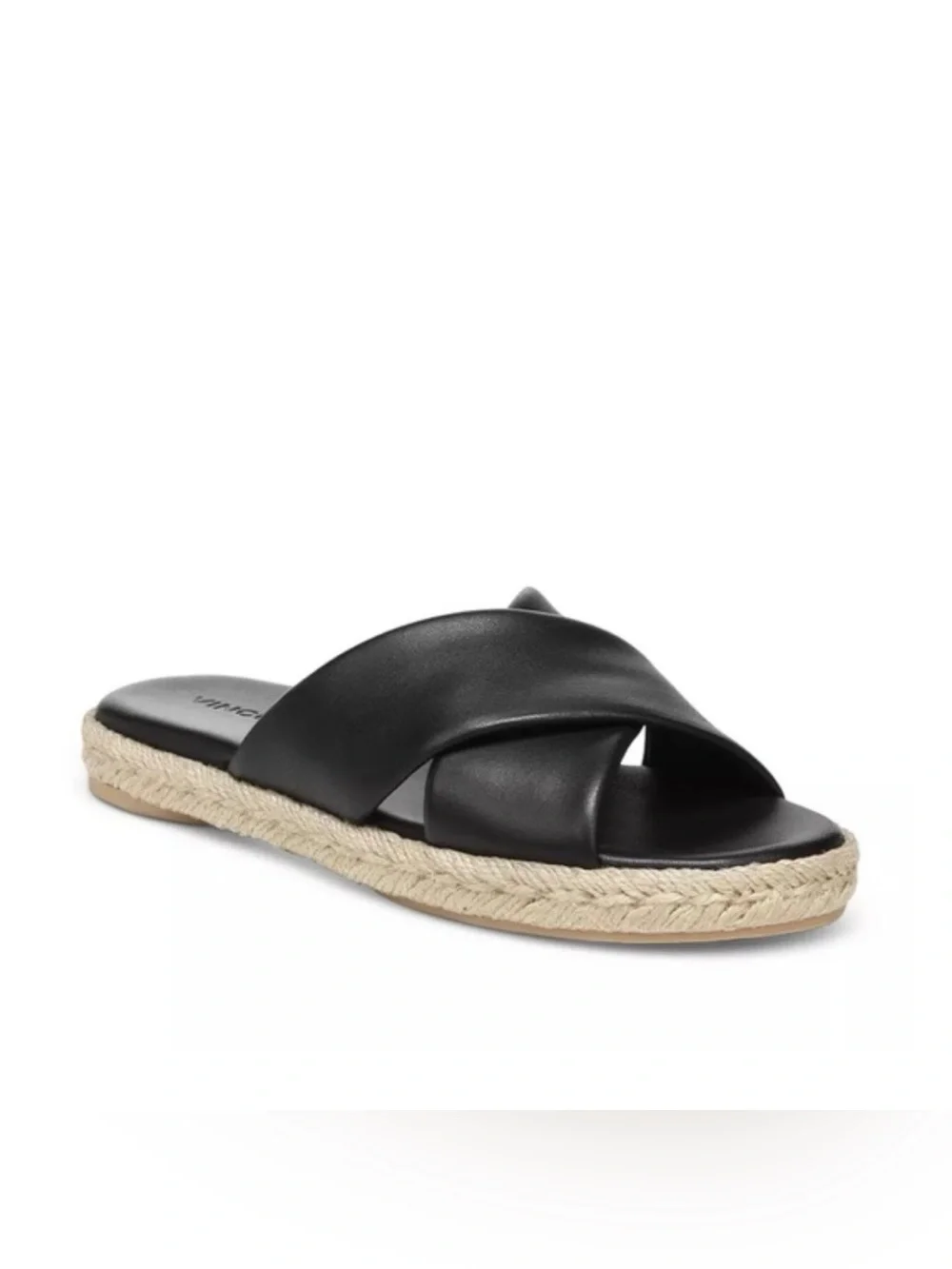 Vince Selene Black Espadrille Sandal Crossover Slide Size 6.5